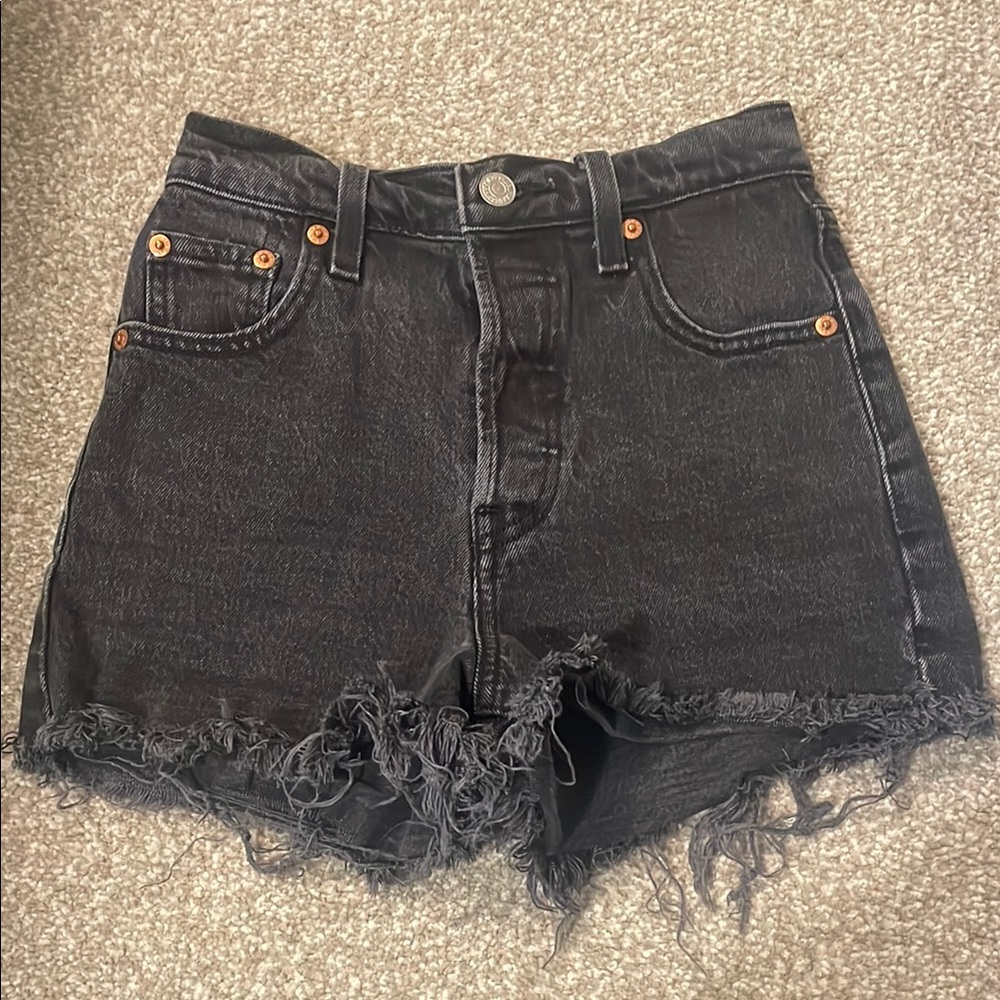 Levi’s Black Denim Frayed Hem Women's Shorts